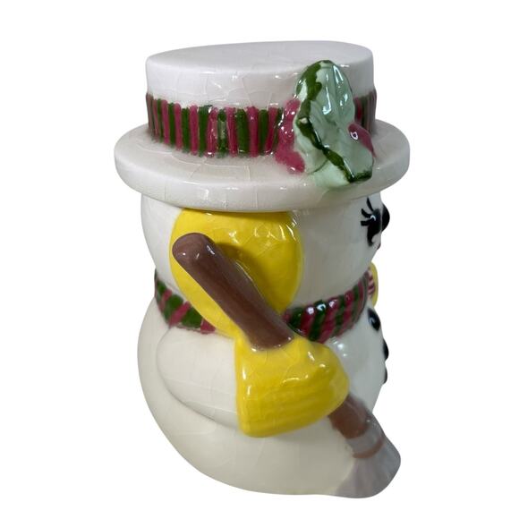 Houston Harvest Snowman Cookie Jar Christmas Ceramic Canister Vintage Holiday 7” - Picture 4 of 15